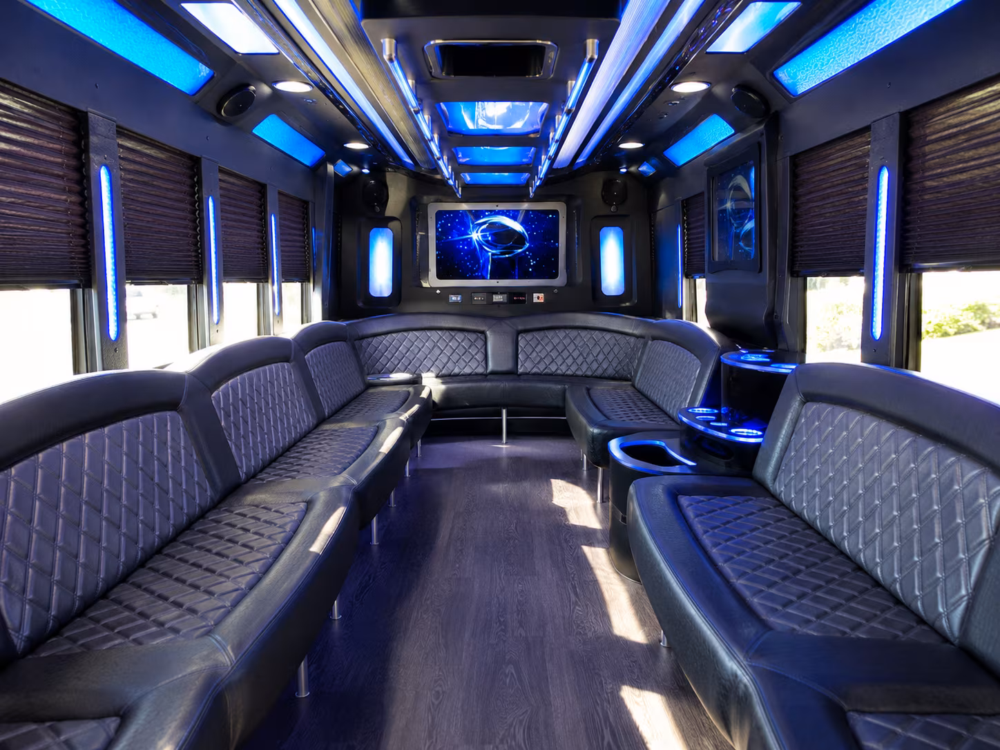richardson 28 passenger party bus inside
